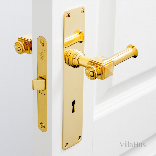 Door handle on Backplate with keyhole - Interior - ULLMAN 112 mm - Brass