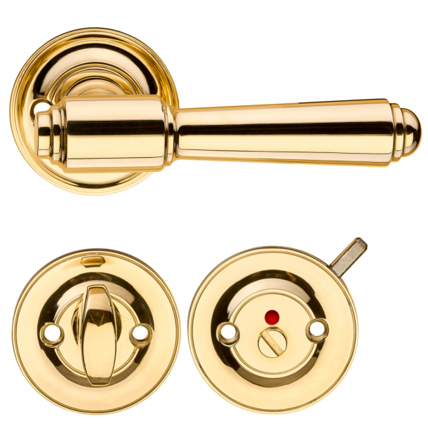 Door handle - Interior with Privacy lock - Brass - BRIGGS 112 mm