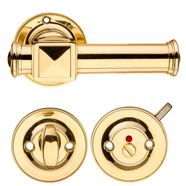 Door handle - Interior with Privacy lock - Brass - ULLMAN 112 mm