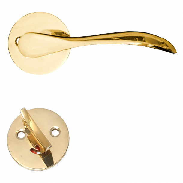 Door handle with Privacy lock - Brass without lacquer - Model BELLEVUE