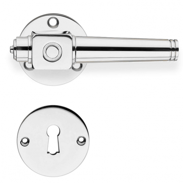 Door handle interior - Theatre handle - Smooth rosette - Nickel - Wood screws