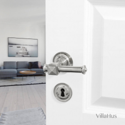 Trgriffe an verzierten Rosetten - Innen - Poliertes Nickel - ULLMAN - Holzschrauben