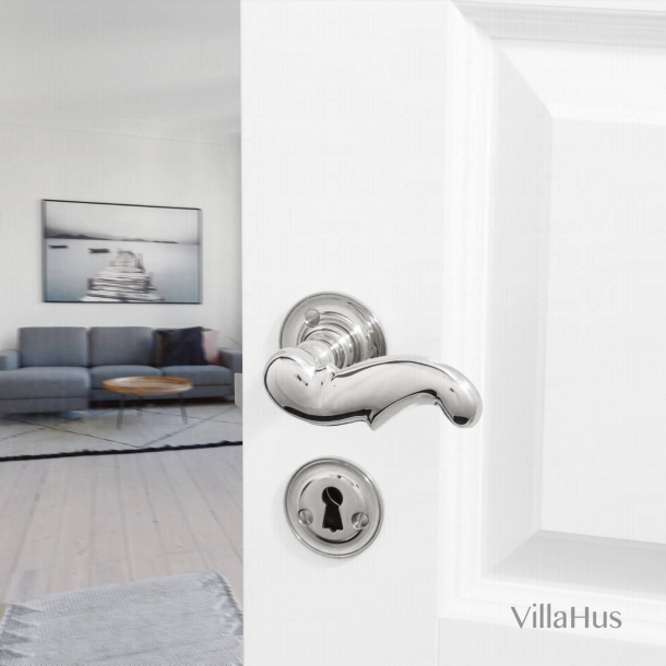 Drrhandtag - Inomhus - Rosetter och nyckelskylt - Nickel - Weingarden 97 mm