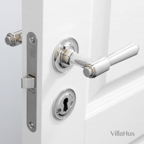 Drrhandtag - Inomhus glnsande nickel - Rosette / Nyckelskylt - BRIGGS 112 mm - Nya drrar