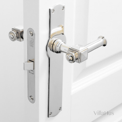 Indoor door handle on long plate - ULLMAN 112 mm - Nickel