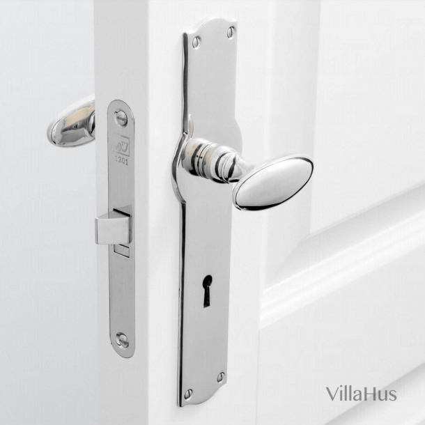 Door handle - Nickel - BLENHEIM incl. back plate/keyhole