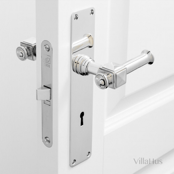 Door handle on Backplate with keyhole - Interior - ULLMAN 112 mm - Nickel