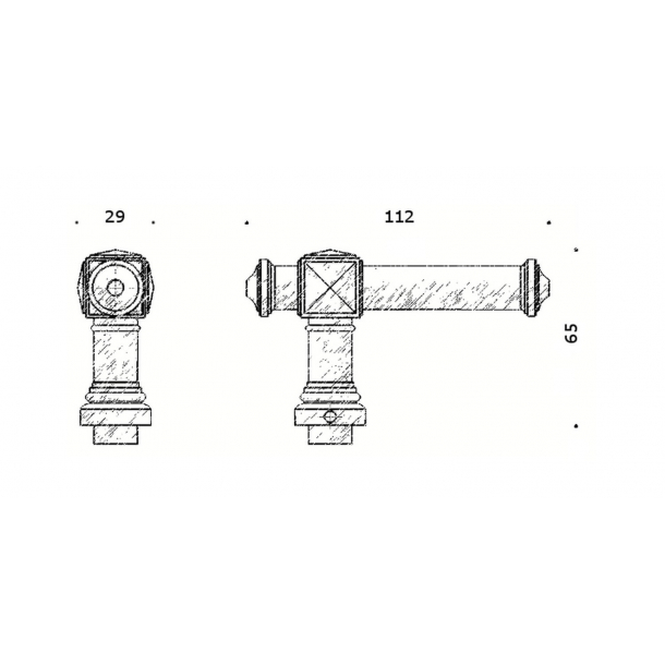 Indoor door handle on long plate - ULLMAN 112 mm - Nickel