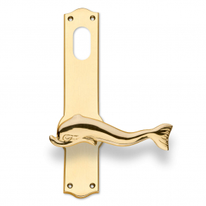 Drrhandtag - Utomhus - Mssing - Lngskylt med dubbel cylinderhl - Modell DELFIN 145 mm