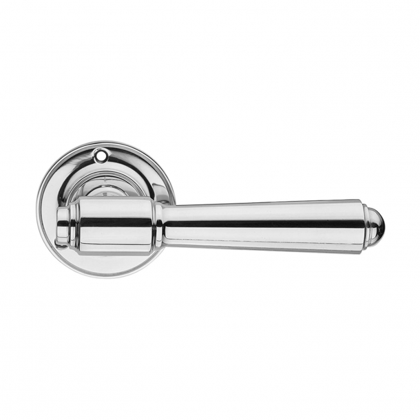 Door handle exterior - glossy nickel including rosette - BRIGGS 127 mm