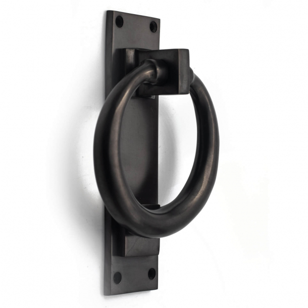 Door knocker - Burnished brass - Ring on plate, model BASTIN
