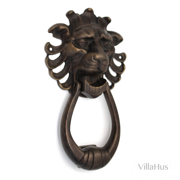 Door hammer - Lion head - Browned brass - 194 x 114 mm