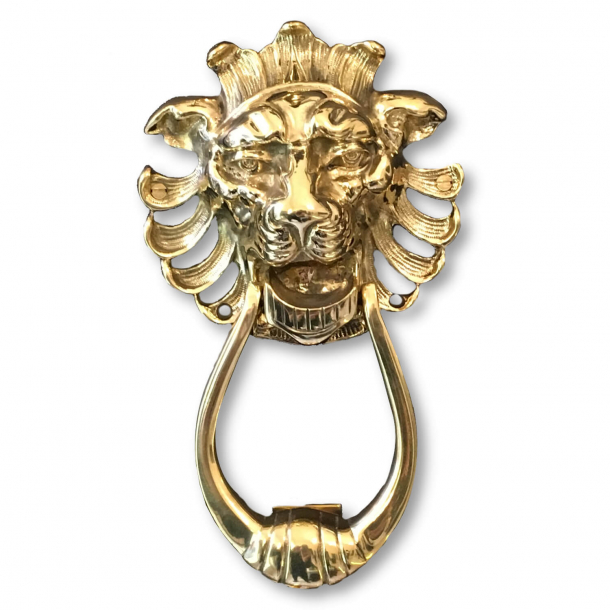 Door knocker lion head, Brass, 194 x 114 mm