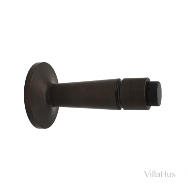 Door stopper - Browned brass - Wall mounted - Black rubber top