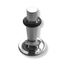 Door stopper - Blank Nickel - Black rubber cravings - Floor mounting