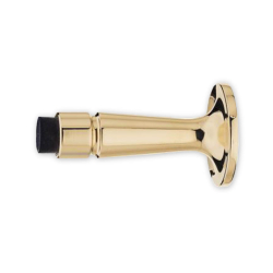 Door stop - Brass - Wall model - Black rubber top