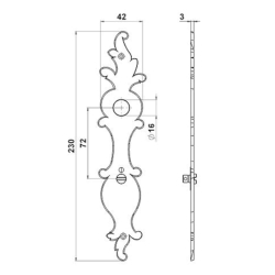 Rokoko Lngskylt - WC-beslag Mssing - Modell COLLET - 230 mm