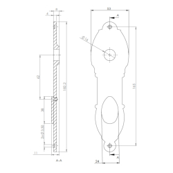Back plate WITHOUT keyhole - Brass - Model BYRON