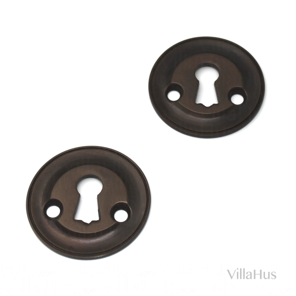 Key escutcheons (Set) Browned brass Through screws Escutcheon