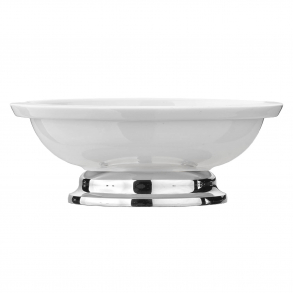 Soap dish - White bone china and Chrome - Model TB37