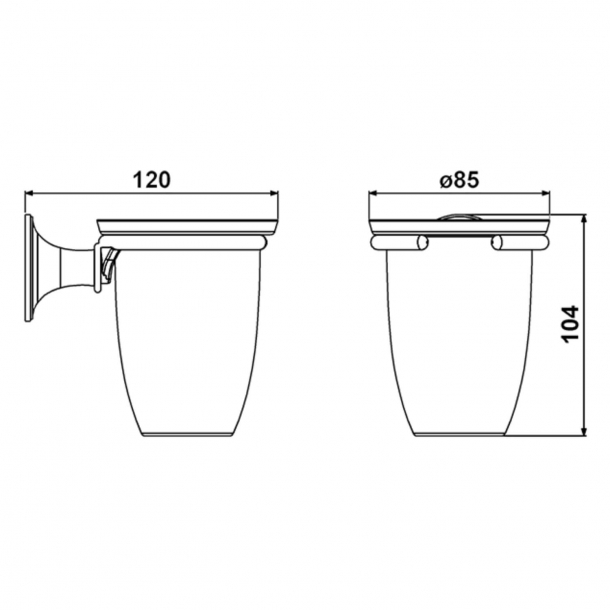 Kubek na szczoteczki - bia&#322;a porcelana i mosi&#261;dz - model TB34