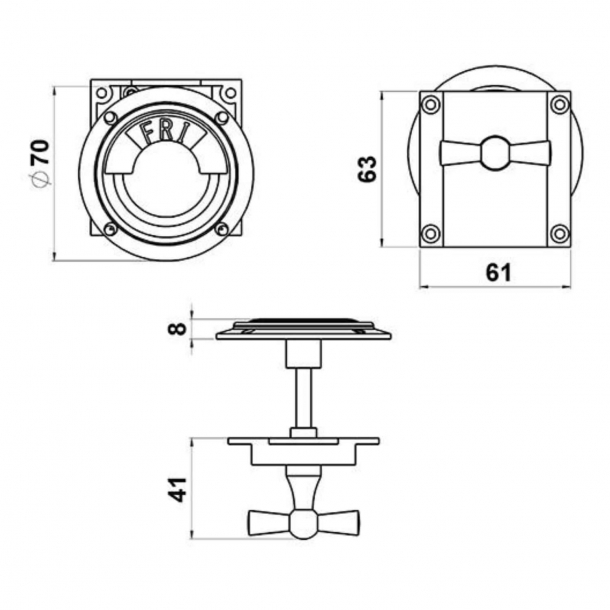 Toiletlsekasse - Optaget/Fri - Krom - Model TB11