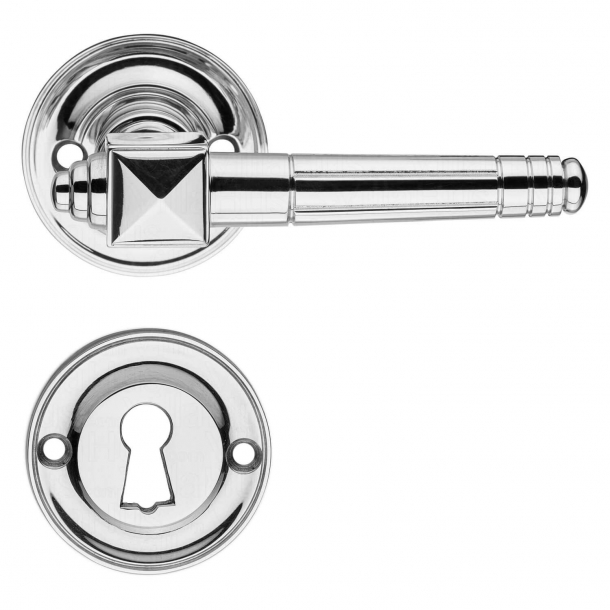 Drrhandtag - Inomhus - Krom med rosett och nyckelskylt - Modell EMPIRE