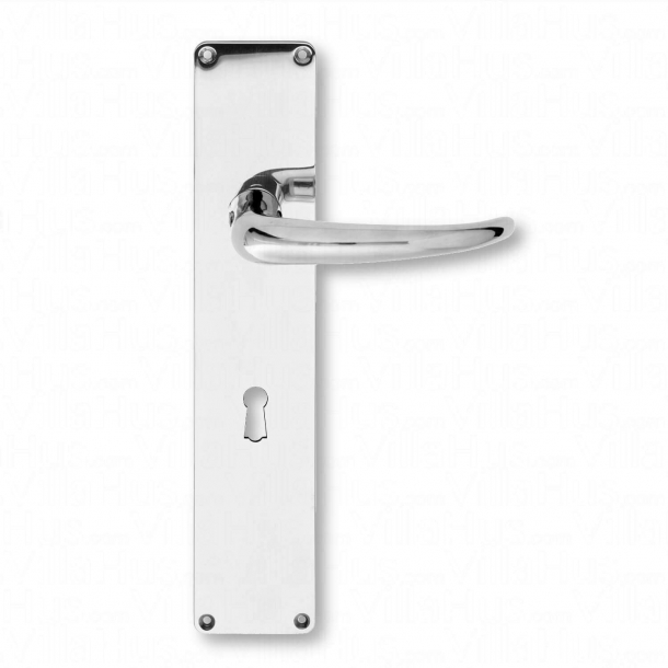 Dørhåndtag langskilt - Klassisk Coup&eacute; dørgreb med nøglehul - Nikkel