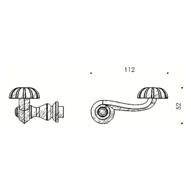 Door handle interior, Brass - rosette and escutcheon - BALFOUR 112 mm