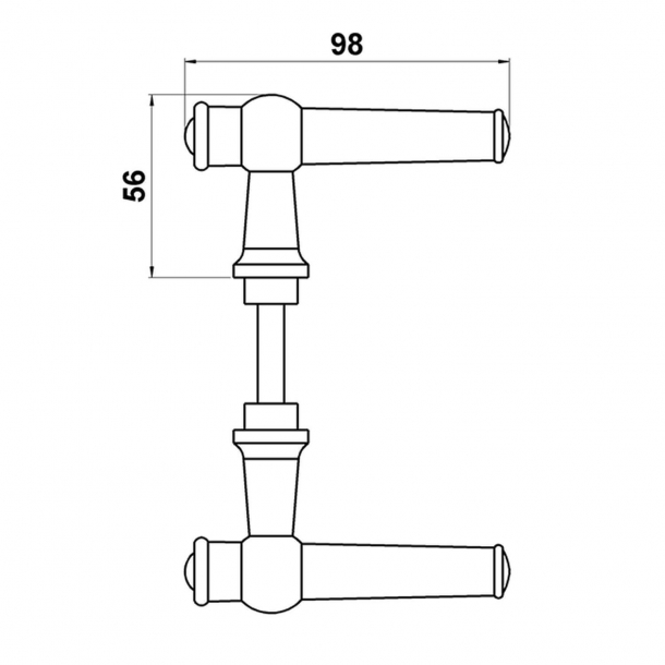 Door handle indoor brass - Smooth rosette and key plate - ALMANN 98 mm