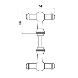 Trgriff auf Rckplatte - Messing ohne Lack - Modell HAGMAN
