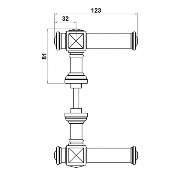 Drhndtag udendrs - Messing - Langskilt - Model ULLMAN 123 - PZ cylinder cc92mm