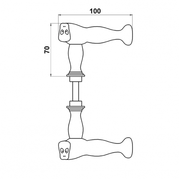 Door handle - Brass - Interior - Walrus 100 mm