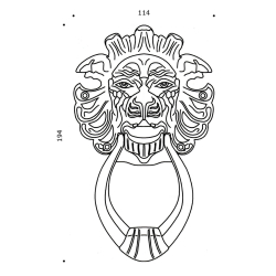 Drrknackare - Lejonhuvud, Nickel, 194 x 114 mm