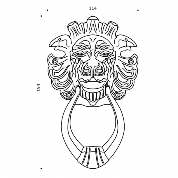 Drrknackare - Lejonhuvud, Nickel, 194 x 114 mm