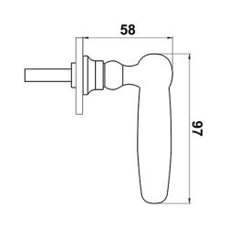 Patio door handle - Right - Brass - narrow rosette - Model WEINGARDEN