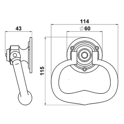 Drhammer - Fransk portgreb - Bruneret messing