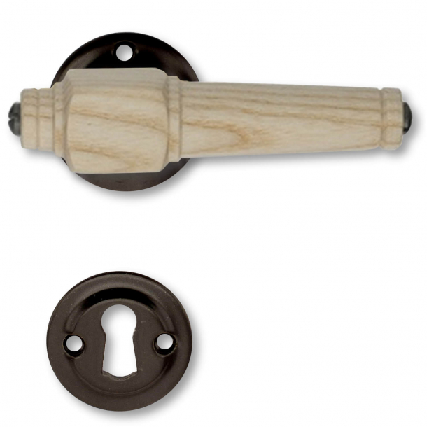 Wooden Door handle interior - Black brass and Ash (21040109)
