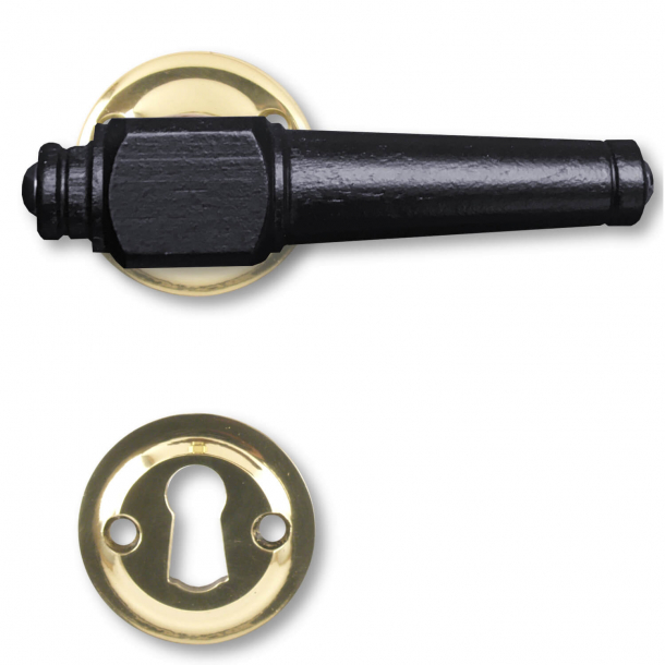 Wooden Door handle interior - Brass and black wood (205233)