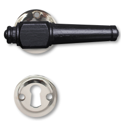 Klamka do drzwi - Czarne drewno i chrom - Rozeta pod klucz - 205244