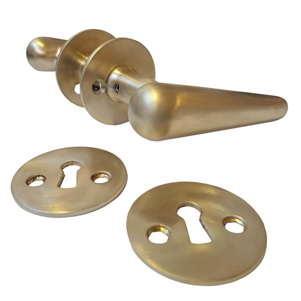 Door handle - Brushed brass without lacquer - Model TORPEDO Large