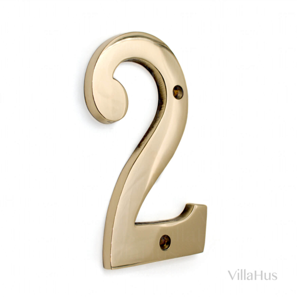 House number 2 - Polished brass - MAMO -120 mm