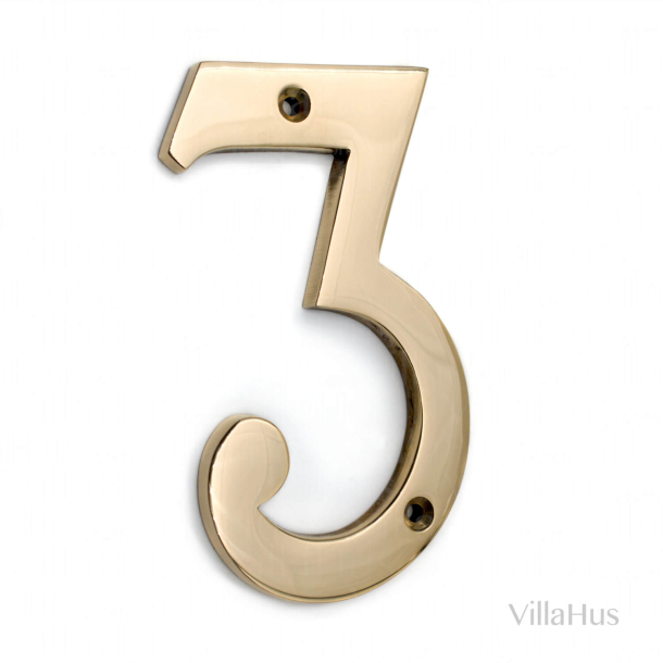 House number 3 - Polished brass - MAMO -120 mm