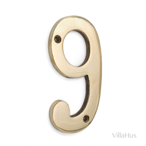 Husnummer 9 - Poleret messing - MAMO - 120 mm