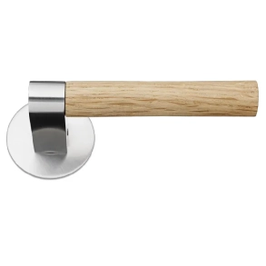 Door handle - Brushed steel - Oak tree - GRATA - Model 1077 - Wood screws
