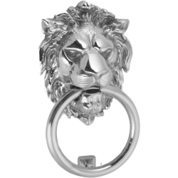 Door knocker lion head, Chromed, 115x90 mm (202709)