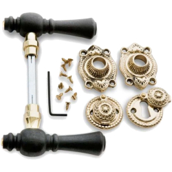 Wooden Door handle interior - Brass and black wood (205208)