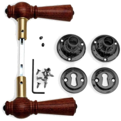 Klamka do drzwi - Lakierowany czarny mosi&#261;dz i drzewo palisandrowe - OESTERBRO1043