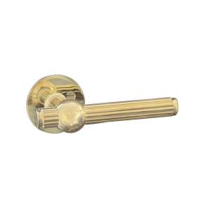 Dørgreb Ø16 mm - Poleret messing uden lak - Med roset - Model REX