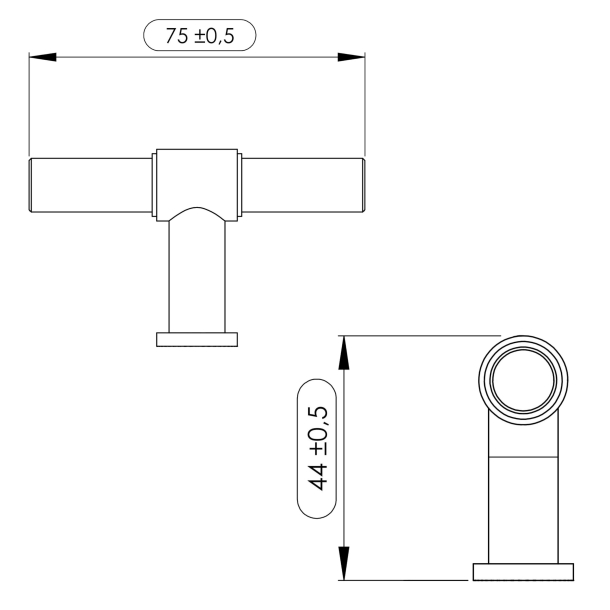 Furnipart T-bar M�belgreb - B�rstet st�l - Model Knot